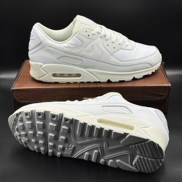 Nike Air Max 90 Leather Triple White - Picture 1 of 10